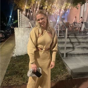 Cult Gaia Salma cotton-blend midi dress with cut outs